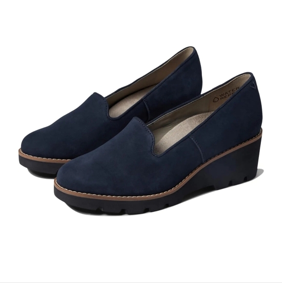 Vionic WILLA WEDGE navy suede slip on shoe 9.5 - Picture 1 of 13